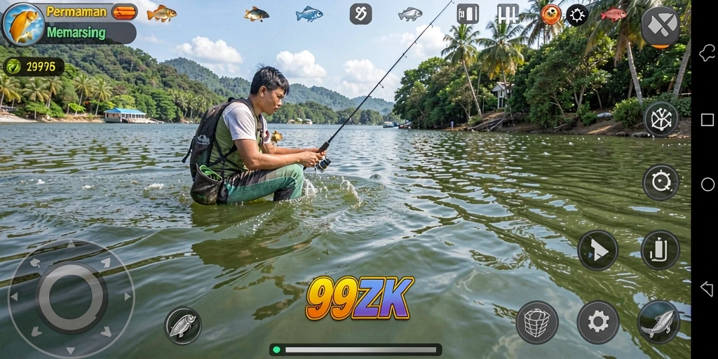 Tampilan gameplay ikan terbesar dalam 99ZK saat bermain.