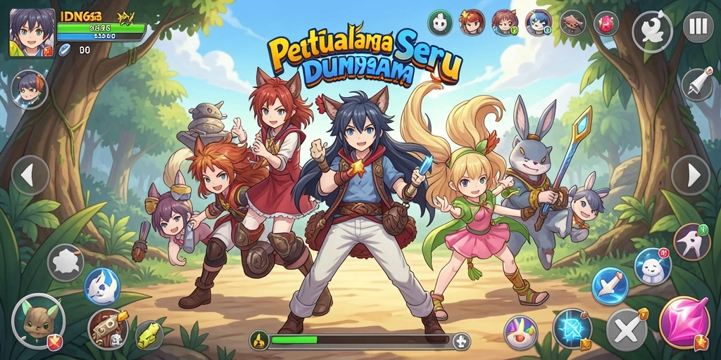 Tampilan gameplay menakjubkan dalam dunia Anime yang berwarna-warni.
