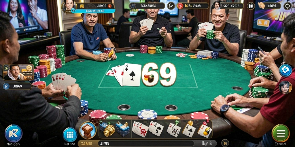 Tampilan gameplay menarik dari JIN69 saat bermain poker.