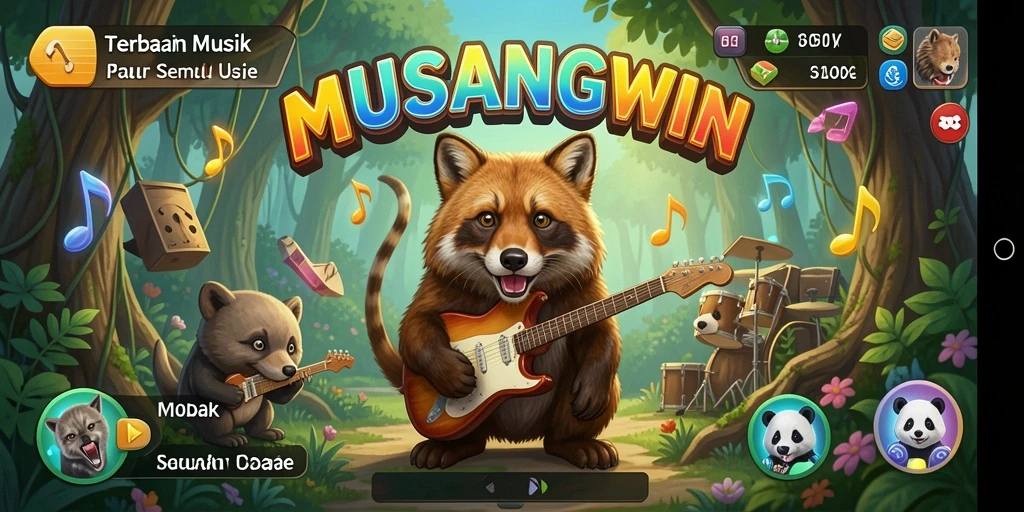 Screenshot MUSANGWIN menampilkan gameplay musik yang seru dan interaktif.