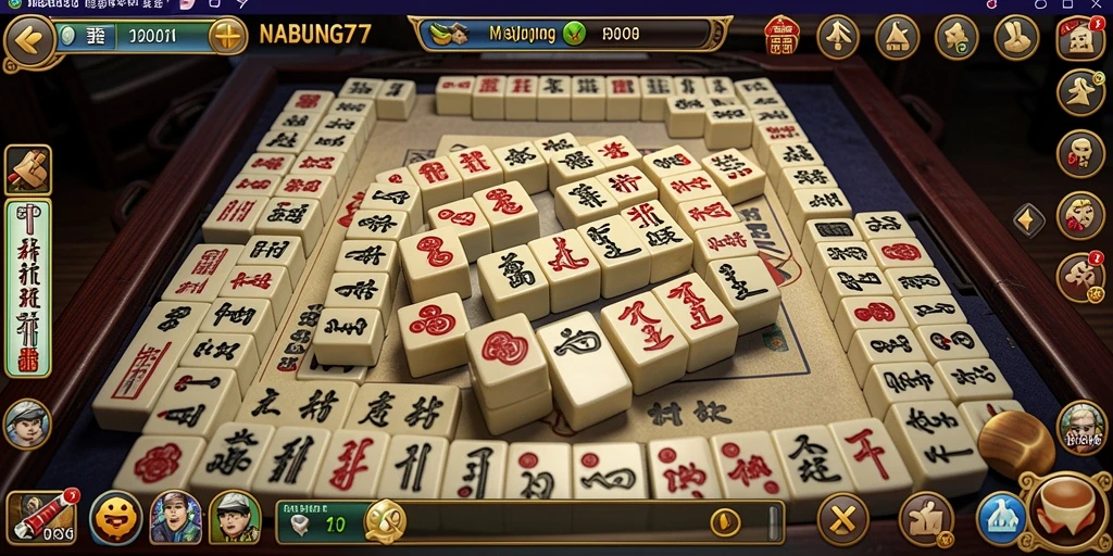 Tampilan gameplay seru di NABUNG77 dengan tantangan Mahjong.