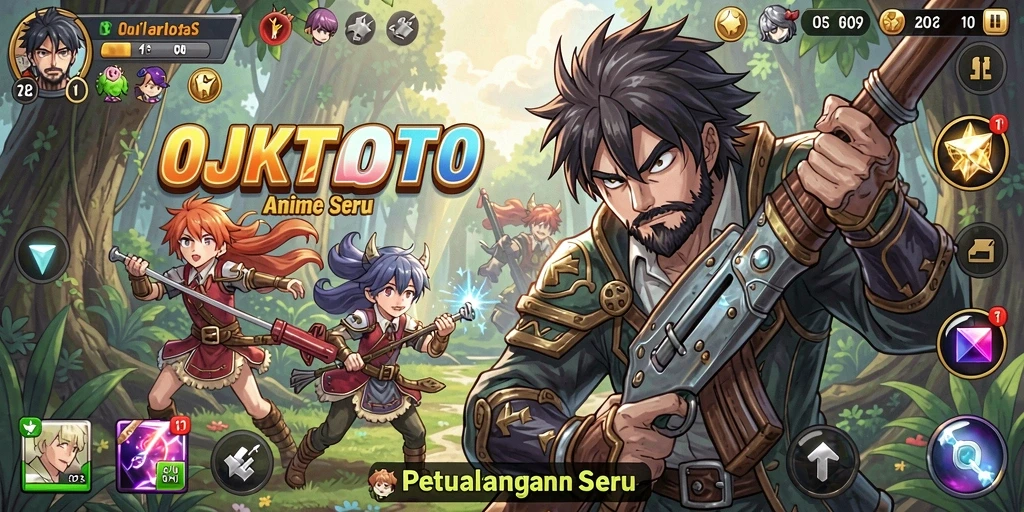 Screenshot gameplay OJKTOTO dengan karakter Anime beraksi.
