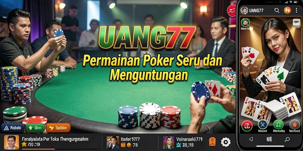 Tampilan gameplay Poker yang seru dan interaktif dari UANG77.