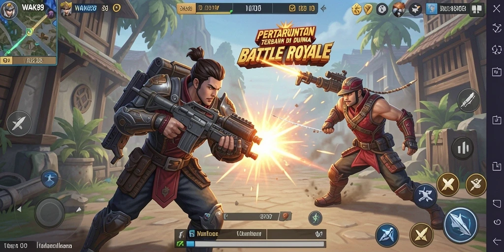 Screenshot utama WAK89 menampilkan aksi seru dalam gameplay Battle Royale.